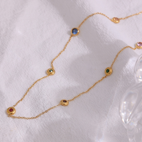 Delicate Colourful CZ Collar Necklace - Picture 4 of 8